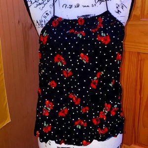 No Boundaries, Thin Straps, Black, Floral Print Tank, Size M